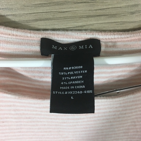 Max & Mia Soft Women’s Long Sleeve Striped Tee LG - Picture 2 of 4